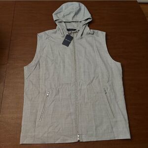 Peter Millar Crown Crafted Excursionist Lite Hooded Vest Grey Wool Men's Size L